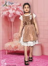 Brown Colour Latest Designer Western Look imported Fancy frock Piece Children Wear Collection 1702